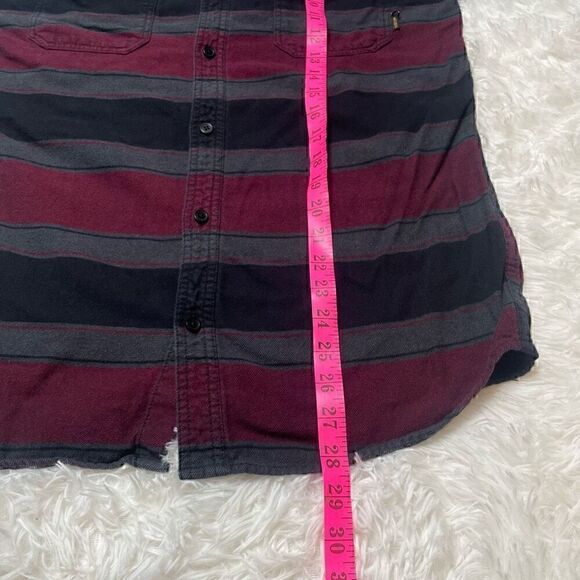 Burton Flannel Shirt Mens Medium Long Sleeve Button Stripe Double Flap Pocket - Picture 6 of 9